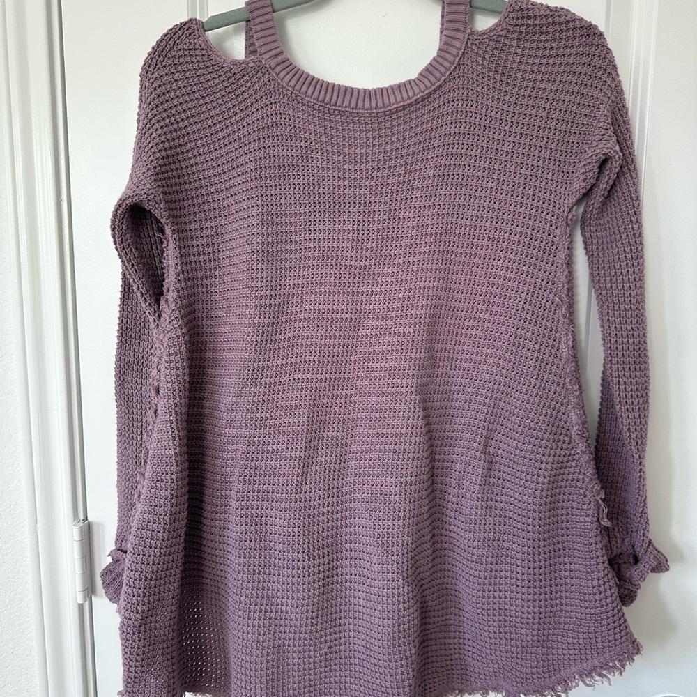 Free People V-Neck Waffle Knit Sweater - Picture 2 of 3